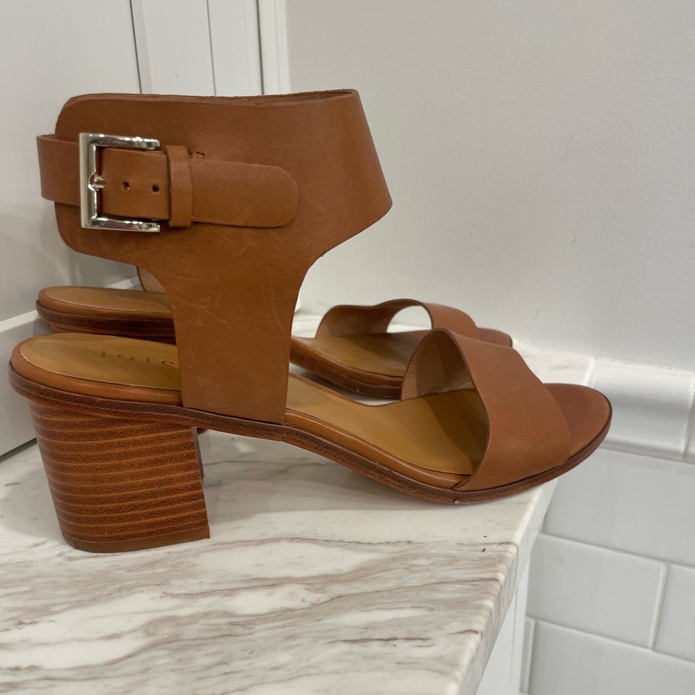 Joie block heel tan leather sandal